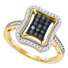 Image 1 : 0.50 CTW Black Color Diamond Rectangle Cluster Ring 10KT Yellow Gold - REF-30F2N