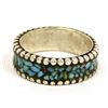 Image 2 : Navajo Sterling Silver Turquoise Chip Inlay Ring