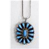Image 1 : Zuni Sterling Turquoise Cluster Pendant Necklace