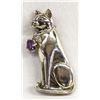 Image 1 : Sterling Silver & Amethyst Cat Pin and Pendant