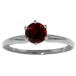 Genuine 0.65 ctw Garnet Ring Jewelry 14KT White Gold - REF-26X9M