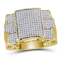 0.78 CTW Diamond Symmetrical Square Cluster Ring 10KT Yellow Gold - REF-75Y2X