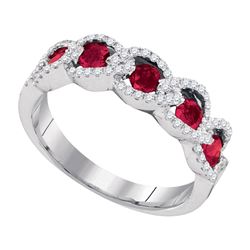 0.79 CTW Ruby Diamond Outline Ring 14KT White Gold - REF-75M2H