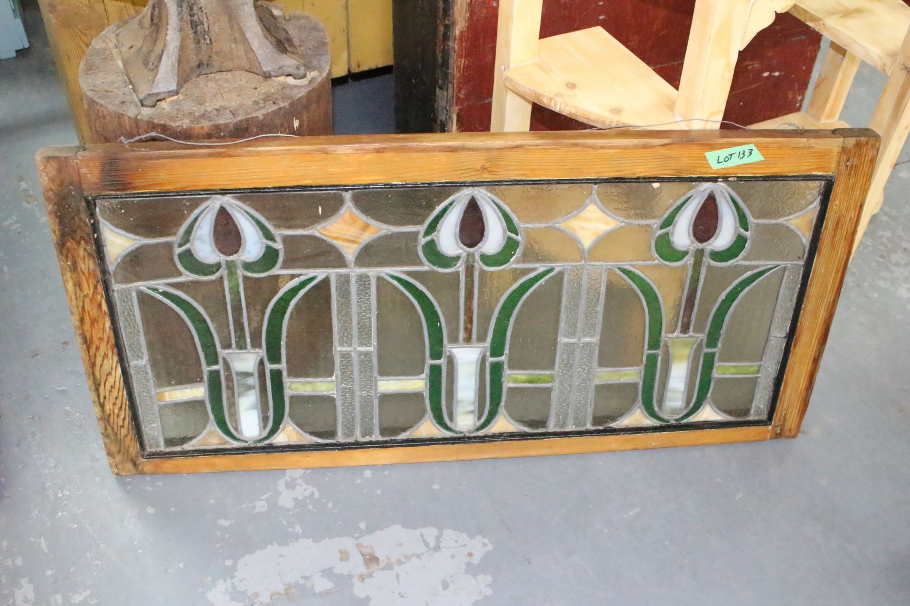 Rectangular Stained Glass Window - from a church in Fawcett, Ab.