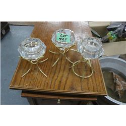 3 Crystal Candle Holders