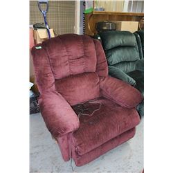 Burgundy Recliner with Built-in Phone