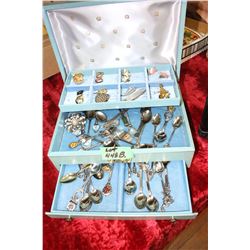 Jewelry Box with Jewelry & Collector Spoons