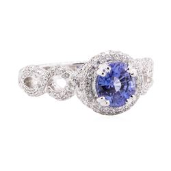 2.28 ctw Sapphire And Diamond Ring - 18KT White Gold