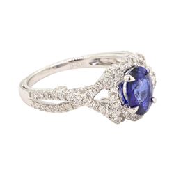 1.36 ctw Sapphire and Diamond Ring - 18KT White Gold