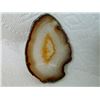 Image 1 : POLISHED AGATE SLICE - SMALL DRILLED HOLE AT TOP - 4"