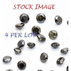 GEMSTONE - 4 GENUINE BLACK DIAMONDS - .025CTW - BRILIANT ROUND FACETED -  PREMIUM JET BLACK - 0.9mm 