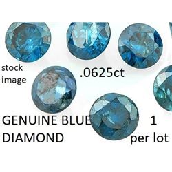 GEMSTONE - GENUINE BLUE DIAMOND - 0.0625 CARAT (2.5mm) BLUE DIAMOND - BRILLIANT ROUN CUT - INCLUDES 