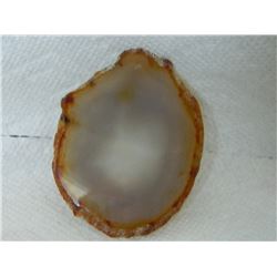 POLISHED AGATE SLICE - SMALL DRILLED HOLE AT TOP - 3"