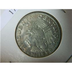 COIN - ESTADOS UNIDOS MEXICANOS - CINCUENTA CENTAVOS - 1969