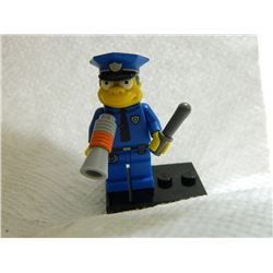 LEGO MINI FIGURE - BART SIMPSON FIGURE - POLICEMAN  WITH STAND & MEGA PHONE & BATTON