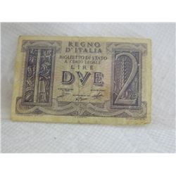PAPER NOTE - ITALY - DVE 2 LIRE - REGNO D'ITALIA BIGLIETTO DI STATO A CORSO LEGALE - 1939