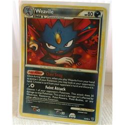 POKEMON COLLECTOR CARD IN PROTECTIVE SLEEVE - WEAVILLE STAGE 2  RARE REVERSE HOLO- 25/90