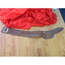 LEATHER HAND TOOLED GUN BELT - LIGHT COLOR NO GUN POCKET