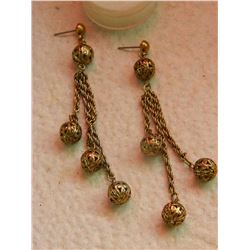 EARRINGS - 3 STRAND DANGLING - 2 3/4" LONG
