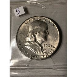 1963 D Silver Franklin Half Dollar Nice Early US Coin