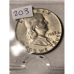 1963 D Silver Franklin Half Dollar Nice Early US Coin