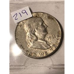 1961 D Silver Franklin Half Dollar Nice Early US Coin