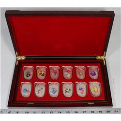 WOOD BOX OF CHINESE ZODIAC TOKENS