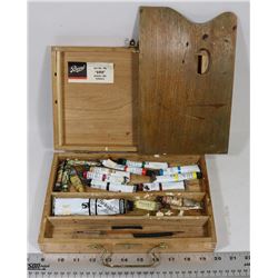1940'S ART PAINT WOOD CASE WITH REEVES PAINT