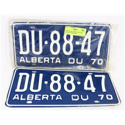 PAIR OF 1970 ALBERTA LICENSE PLATES, NEVER USED
