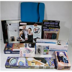 BOX OF ASSORTED NEW HOUSEHOLD ITEMS