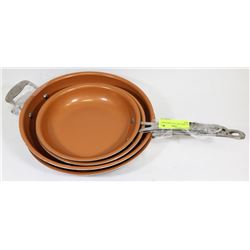 4 COPPER CHEF NON-STICK FRYING PANS