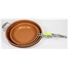 Image 1 : 4 COPPER CHEF NON-STICK FRYING PANS