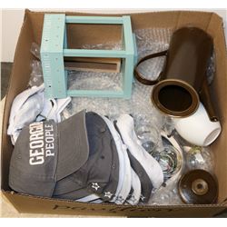 BOX OF ASSORTED NEW DECORATIONS AND HATS