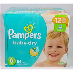 BOX OF 64 PAMPERS BABY DRY SIZE 6 DIAPERS