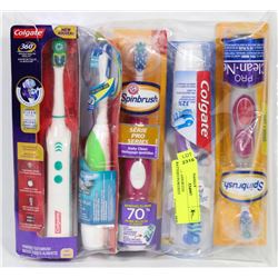 BAG OF ASSORTED BATTERY/POWERED TOOTHBRUSHES
