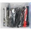 Image 1 : BAG OF ASSORTED CORKSCREWS AND BOTTLE OPENERS.