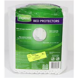 PACK OF 12 DEPEND BED PROTECTORS 3.0X1.7FT.