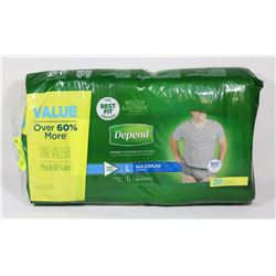 PACK OF 28 DEPENDS LARGE FITFLEX UNDERWEAR FOR MEN