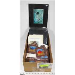 BOX W/OVER 60 PIECES OF VARIOUS SIZE ART