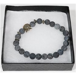 NEW! "OWL" NATURAL LAVA STONE BEADS BRACELET
