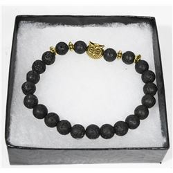 NEW! "OWL" NATURAL LAVA STONE BEADS BRACELET