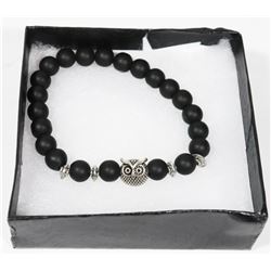 NEW! "OWL" NATURAL LAVA STONE BEADS BRACELET