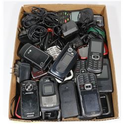 FLAT OF STORAGE LOCKER CELL PHONES, SOME WITH