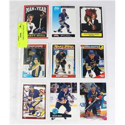 SHEET OF 9 BRETT HULL HOCKEY CARDS