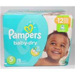 CASE OF 78 PAMPERS BABY DRY DIAPERS SIZE 5