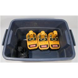 LOT OF 4 18V BATTERIES, 1 CRAFTSMAN, 3 RYOBI