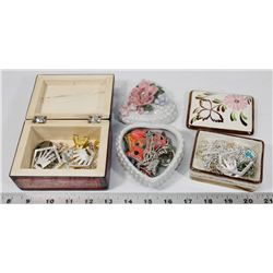 3 TRINKET BOXES FULL OF JEWELRY