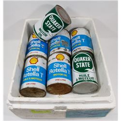 7 VINTAGE OIL CANS