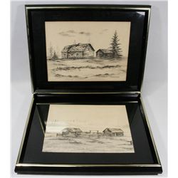 VINTAGE SET OF 2 SKETCHES
