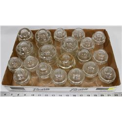 LOT OF GLASS INSULATORS.